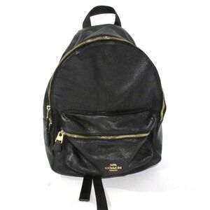 Authenticated Coach Charlie Black Pebbled Leather Backpack